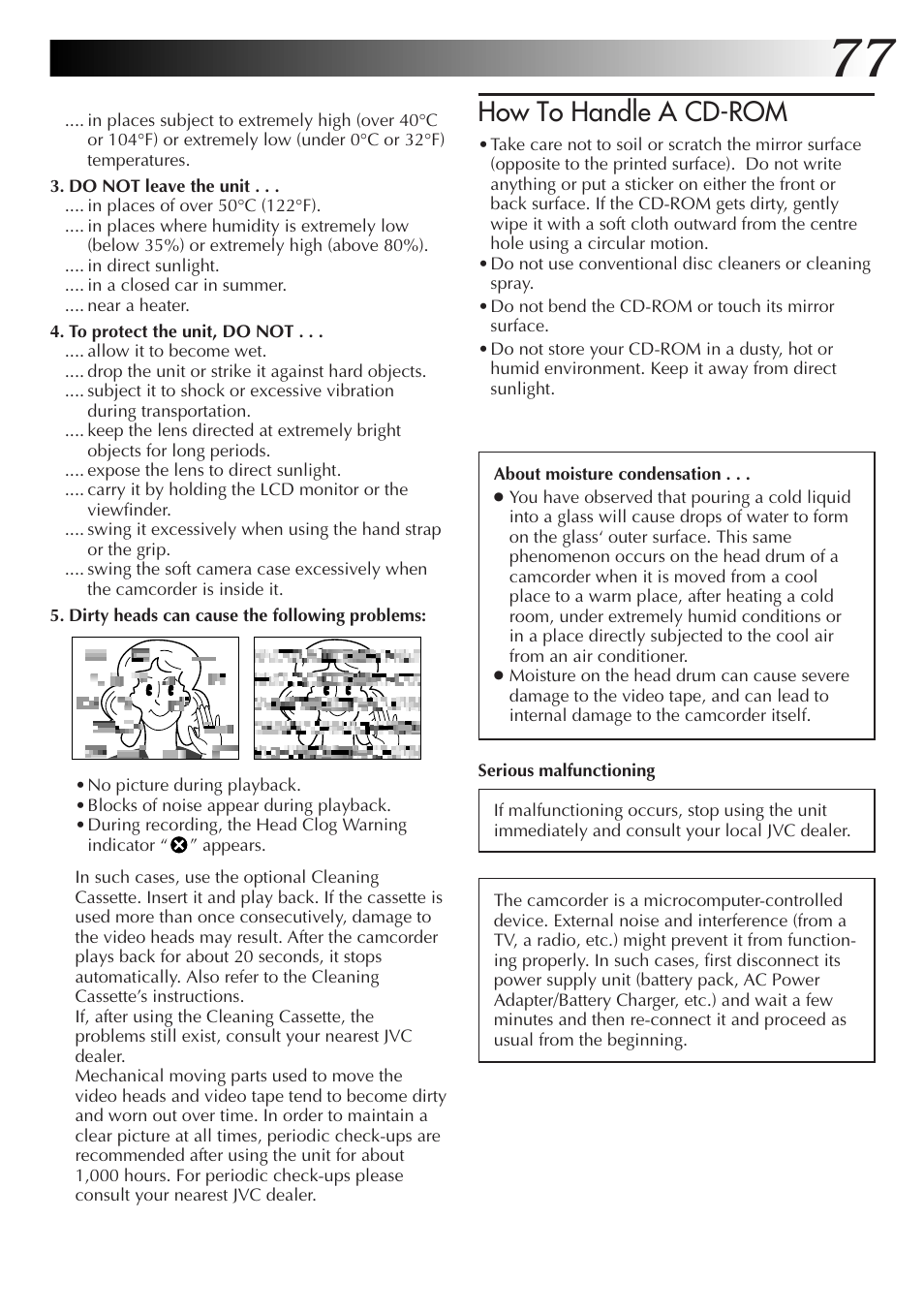 How to handle a cd-rom | JVC GR-DVX4 User Manual | Page 77 / 80