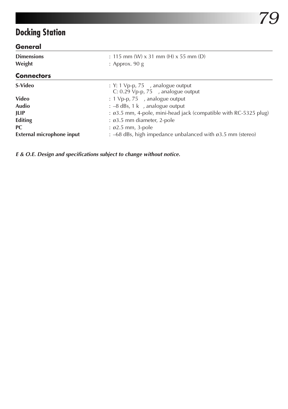 Docking station | JVC GR-DVX4 User Manual | Page 79 / 80