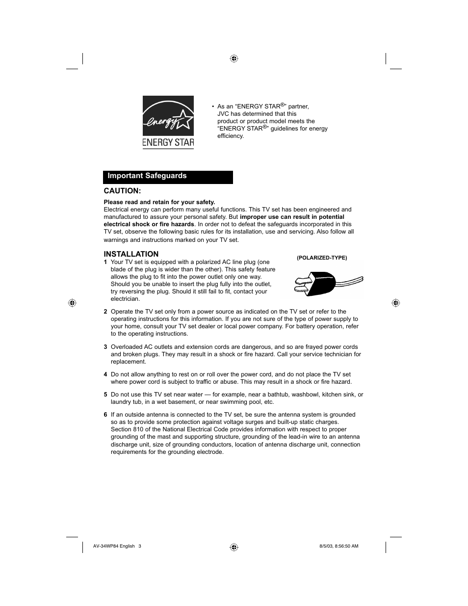 JVC AV 34WP84 User Manual | Page 3 / 64