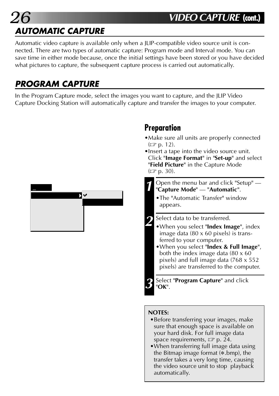 Video capture, Cont.), Preparation | JVC 0397MKV*UN*VP User Manual | Page 26 / 68