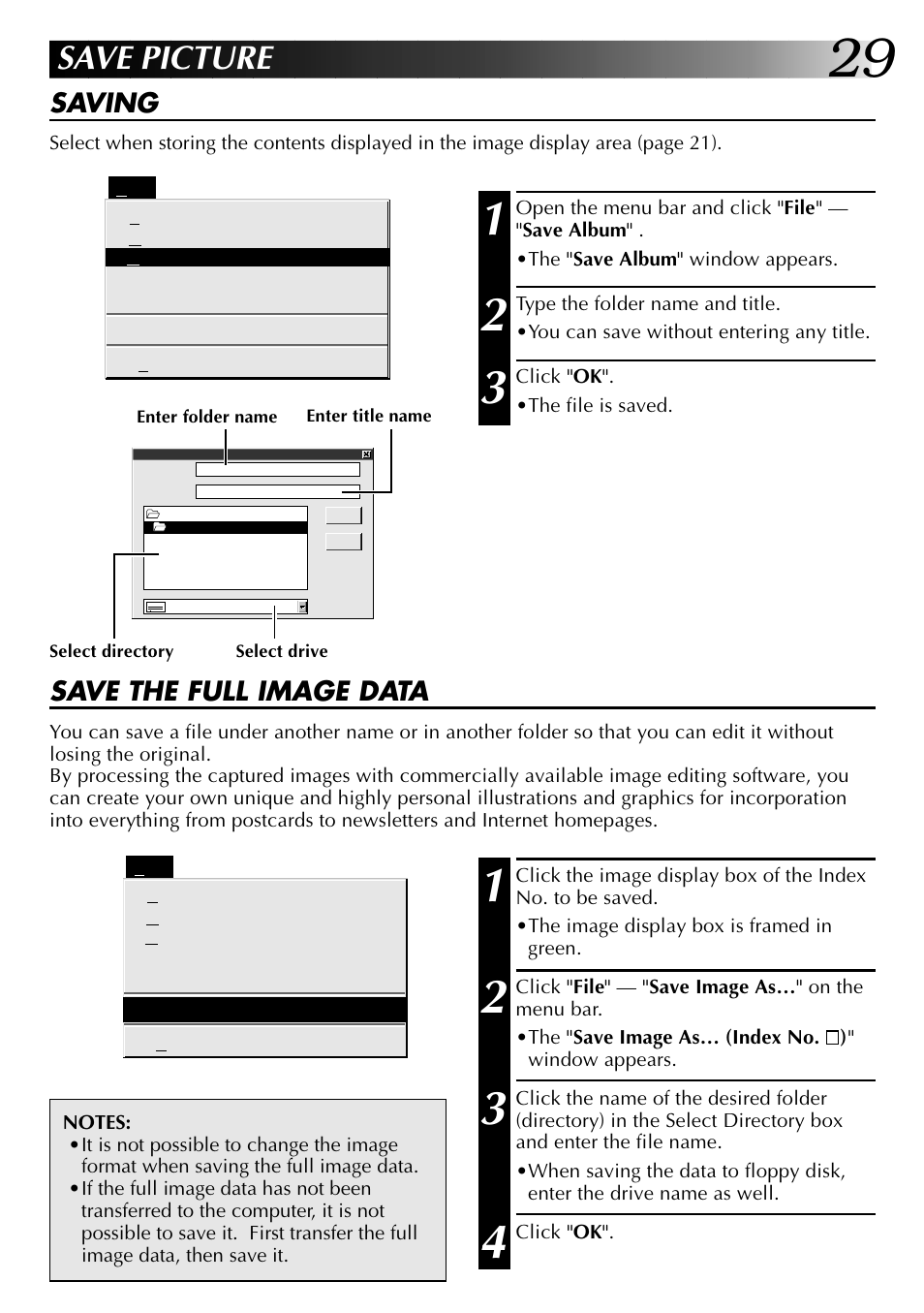 Save picture, Saving, Save the full image data | JVC 0397MKV*UN*VP User Manual | Page 29 / 68