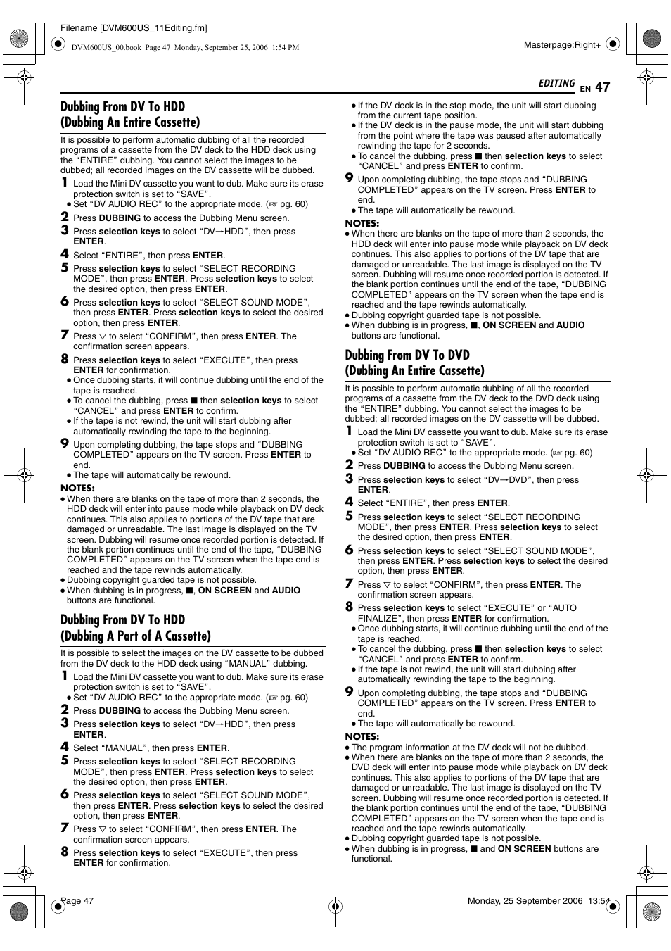 JVC SR- DVM600U User Manual | Page 47 / 72