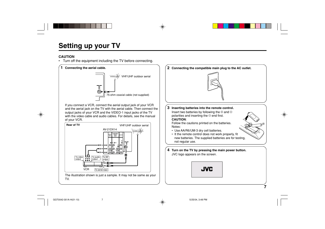 Setting up your tv | JVC AV-20NX14 User Manual | Page 7 / 24