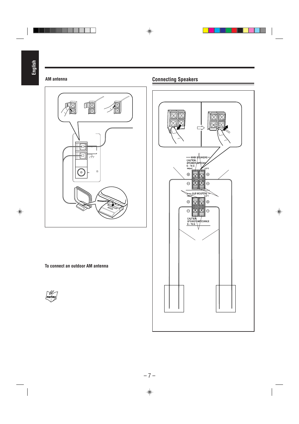 Connecting speakers | JVC COMPACT COMPONENT SYSTEM CA-MXJ900 User Manual | Page 12 / 32