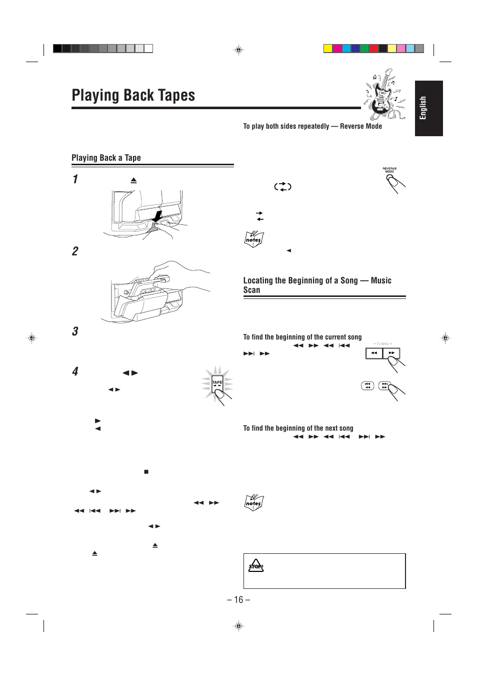 Playing back tapes | JVC COMPACT COMPONENT SYSTEM CA-MXJ900 User Manual | Page 21 / 32