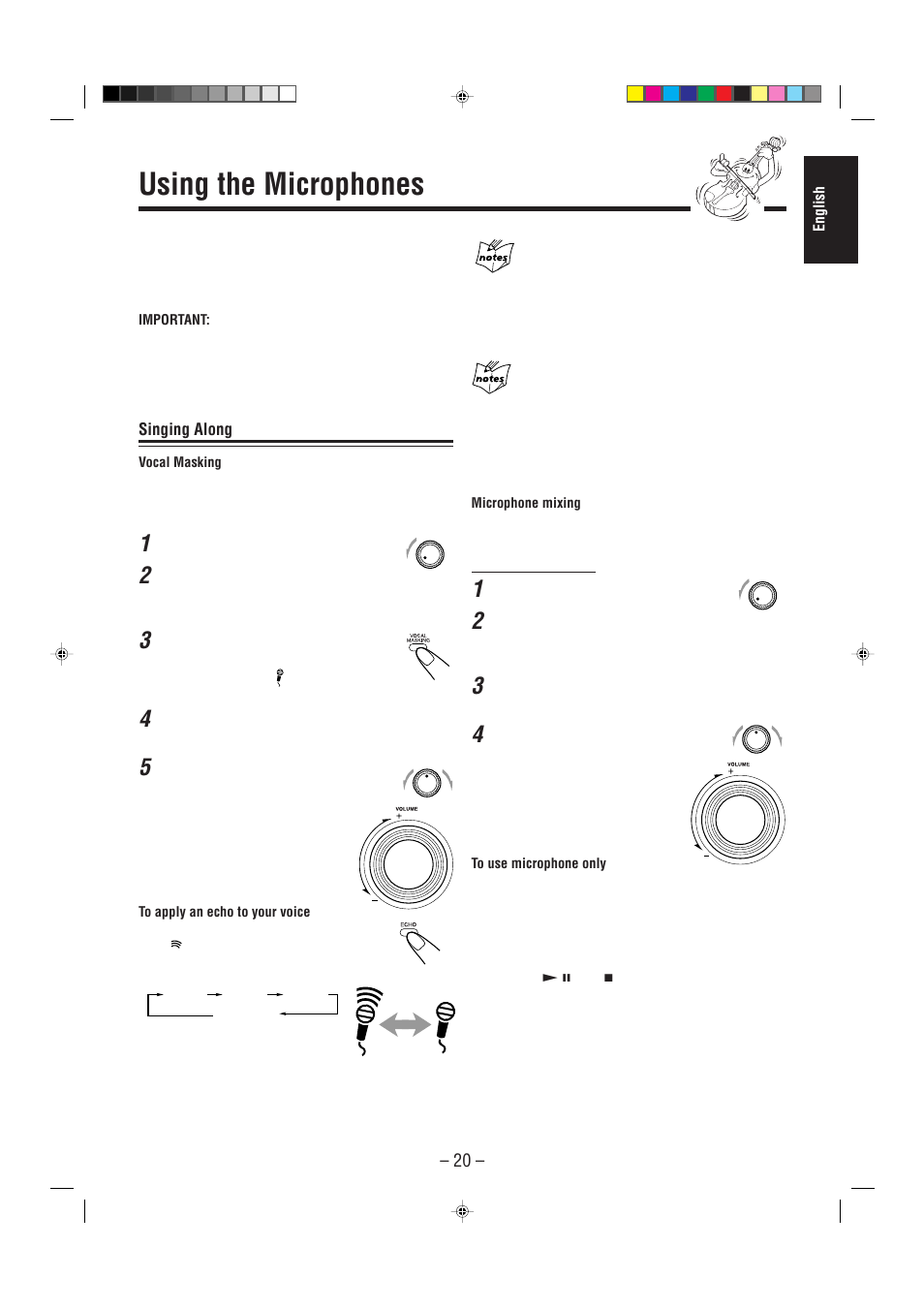 Using the microphones, Singing along | JVC COMPACT COMPONENT SYSTEM CA-MXJ900 User Manual | Page 25 / 32