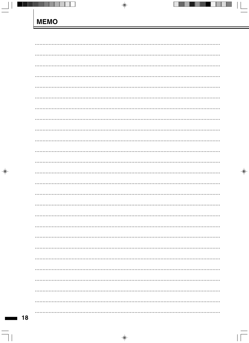 Memo | JVC LD-HD2KE User Manual | Page 18 / 20