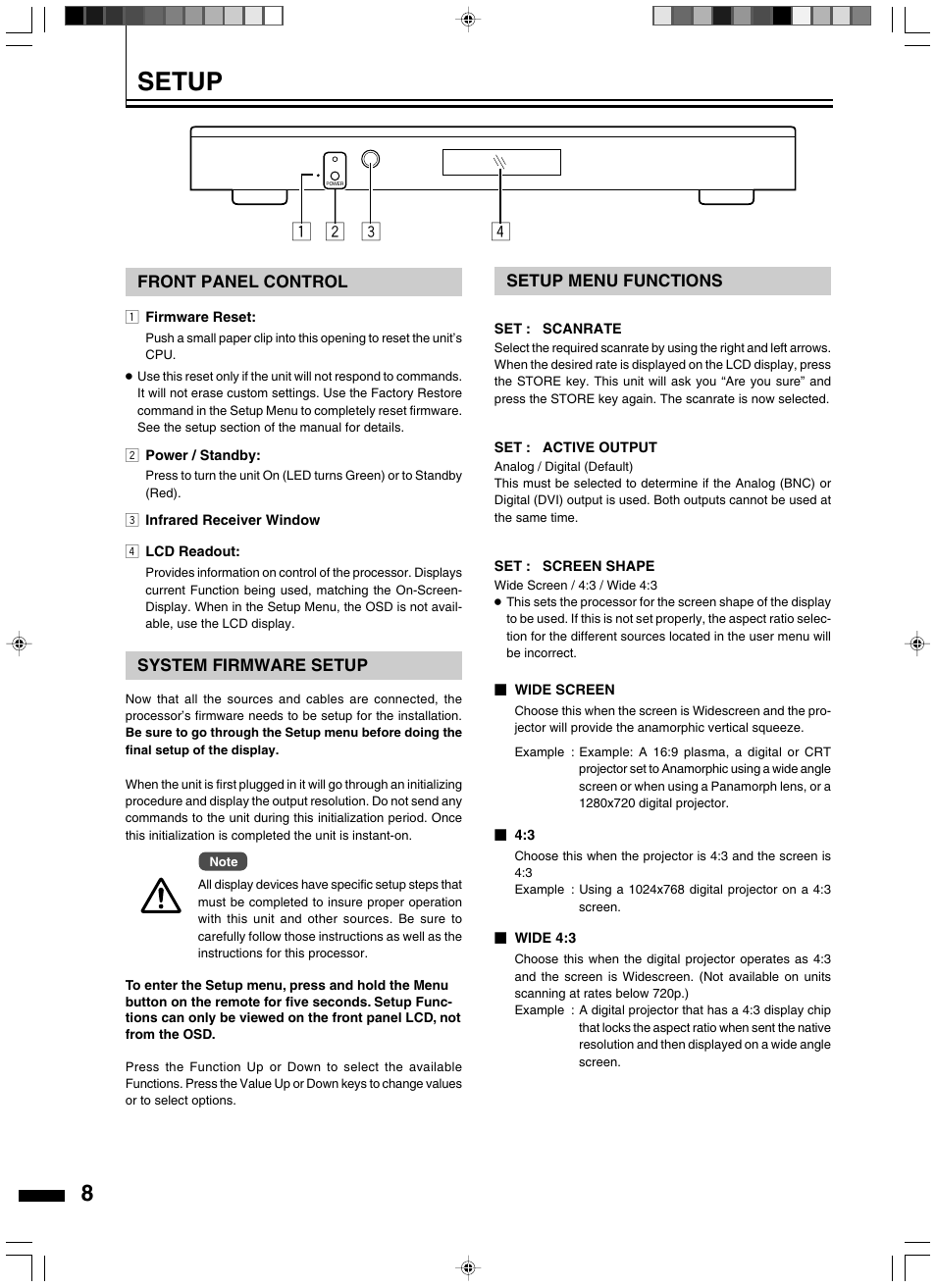 Setup | JVC LD-HD2KE User Manual | Page 8 / 20