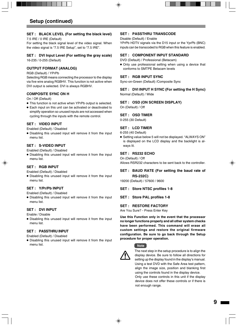 Setup (continued) | JVC LD-HD2KE User Manual | Page 9 / 20