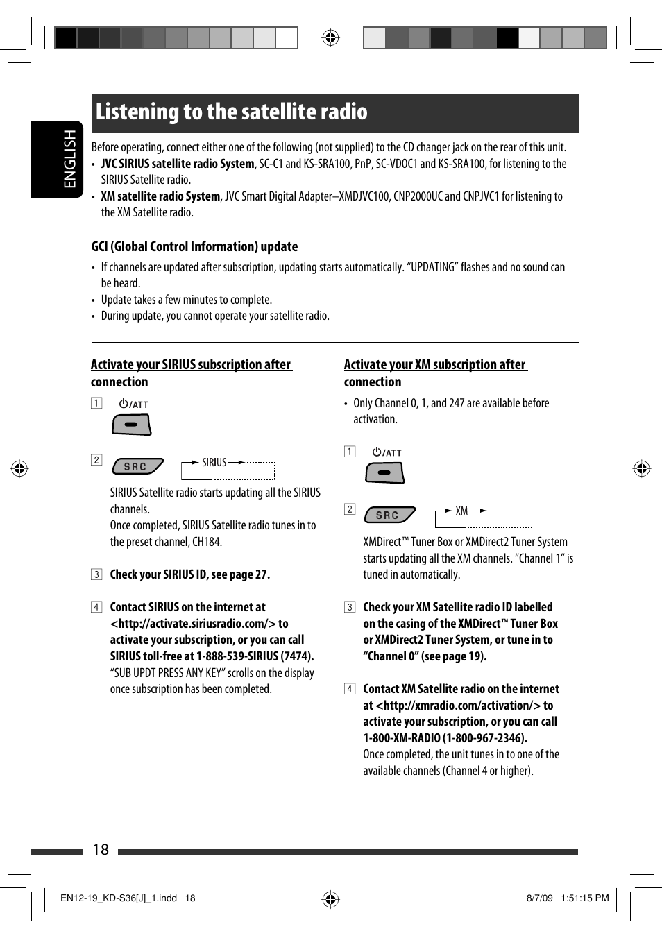 Listening to the satellite radio, English 18 | JVC GET0643-001A User Manual | Page 18 / 85