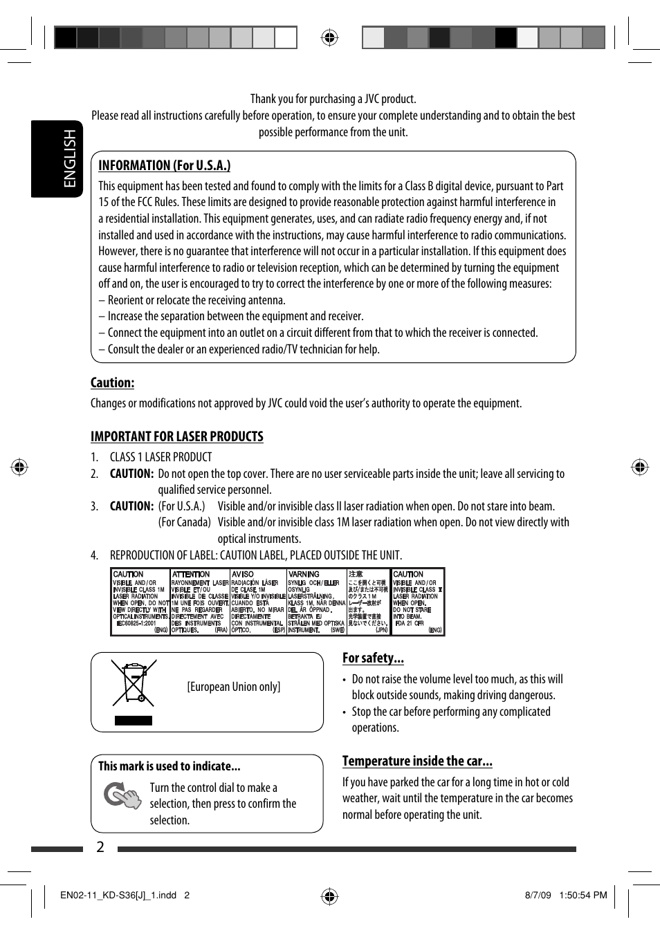 English 2 | JVC GET0643-001A User Manual | Page 2 / 85