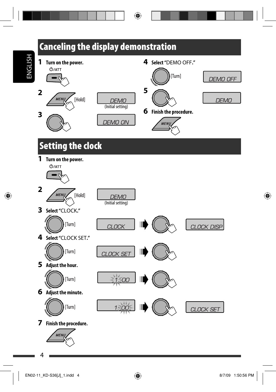 Canceling the display demonstration, Setting the clock | JVC GET0643-001A User Manual | Page 4 / 85