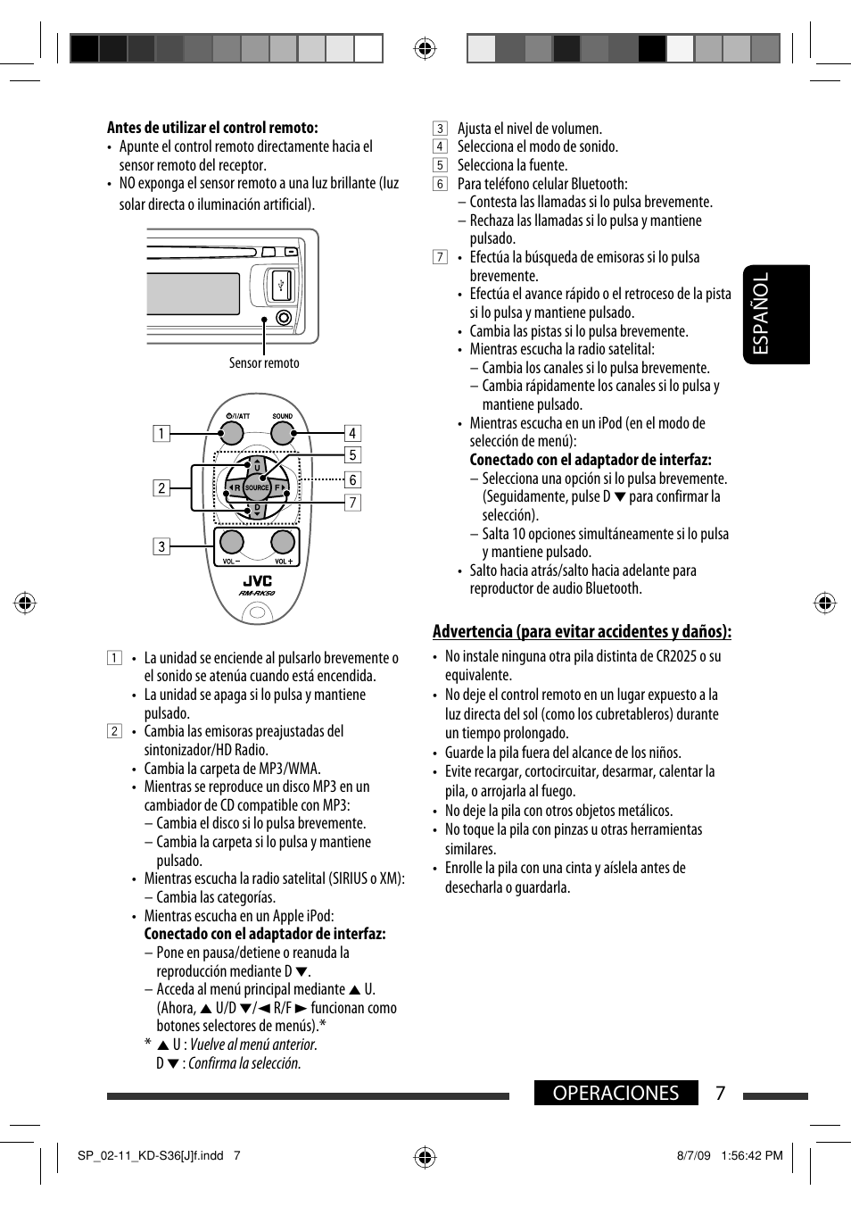 Español 7 operaciones | JVC GET0643-001A User Manual | Page 49 / 85