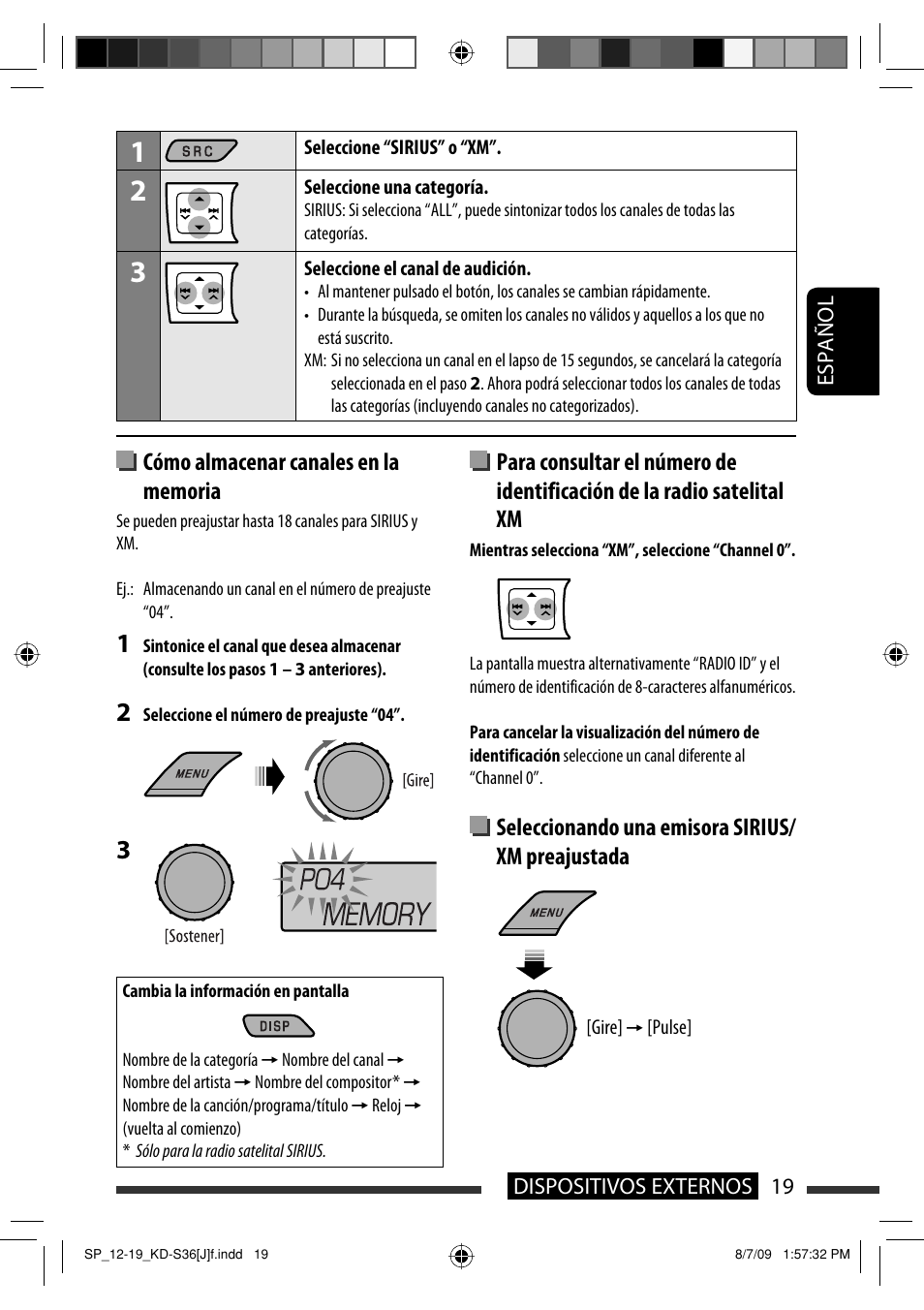 Seleccionando una emisora sirius/ xm preajustada | JVC GET0643-001A User Manual | Page 61 / 85