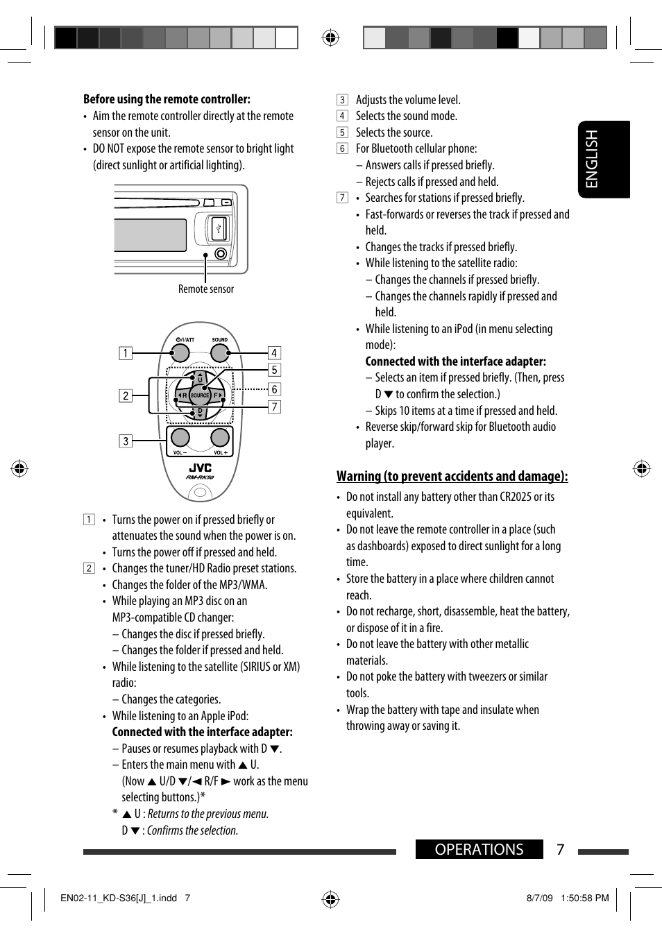 English 7 operations | JVC GET0643-001A User Manual | Page 7 / 85