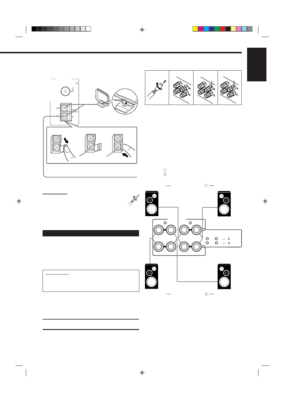 English, Connecting the speakers | JVC RX-8012VSL User Manual | Page 7 / 62