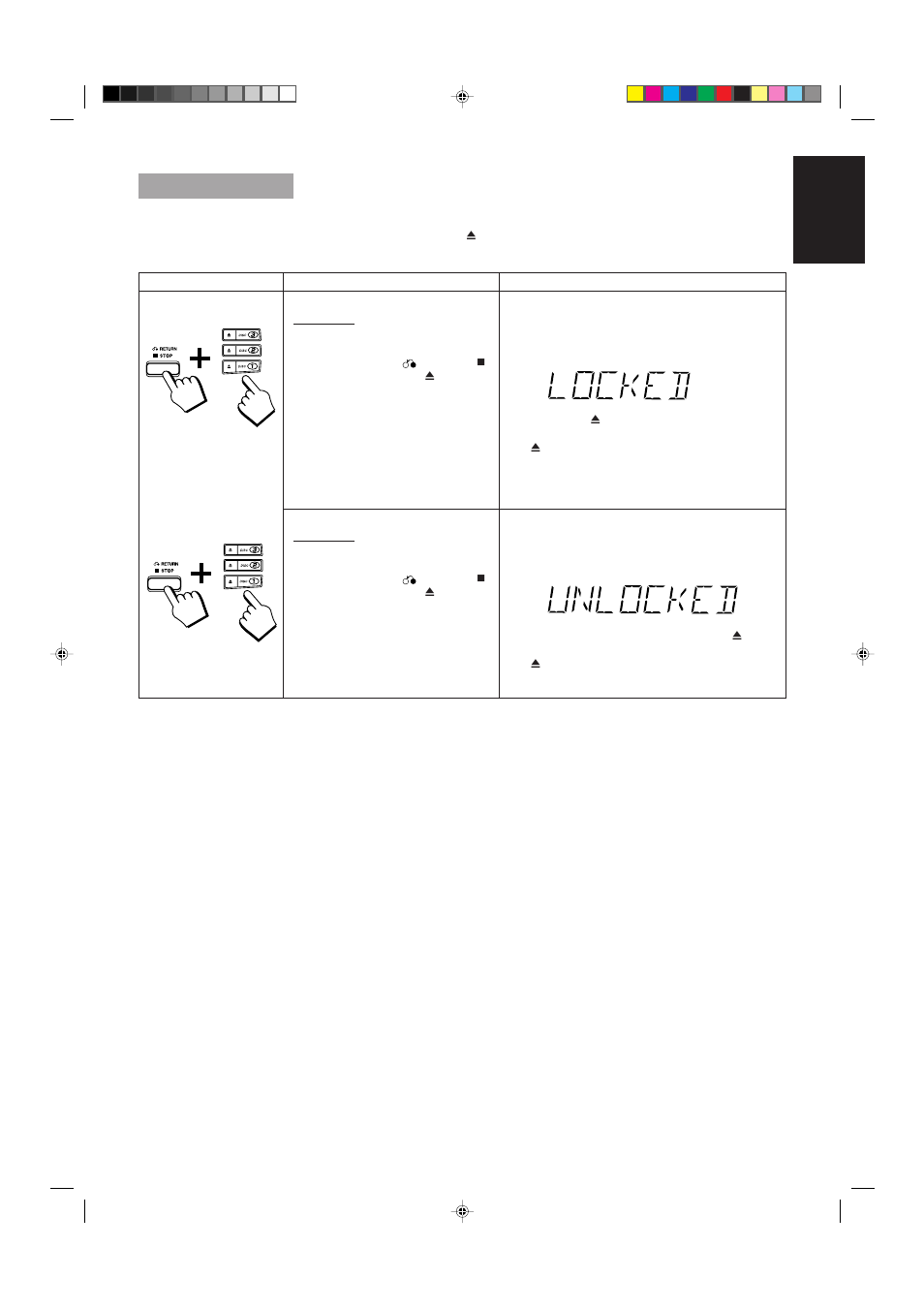 Tray lock function, 21 english | JVC MX-V508T User Manual | Page 25 / 48