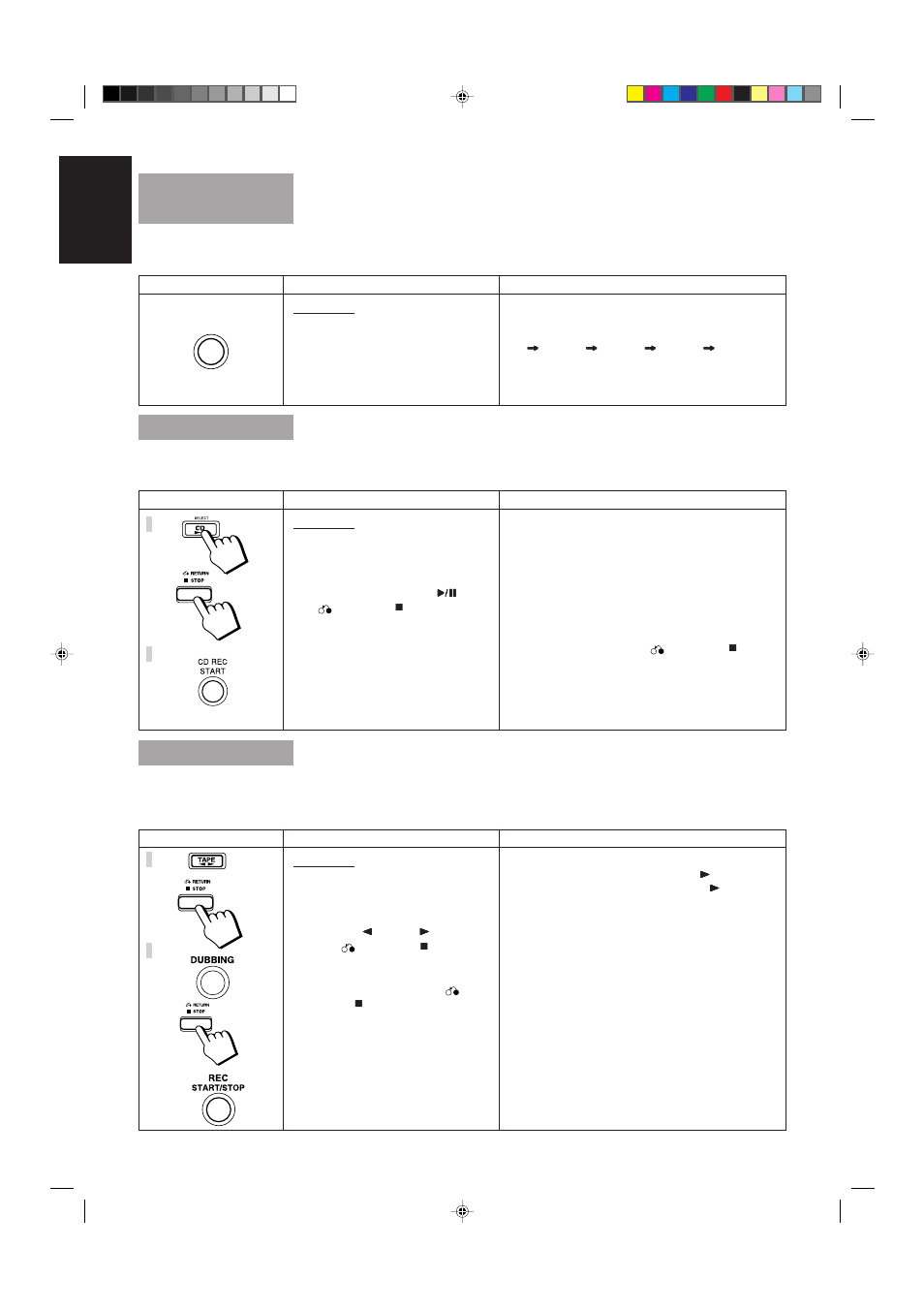 Cd direct recording, Tape to tape recording (dubbing), 32 english | JVC MX-V508T User Manual | Page 36 / 48