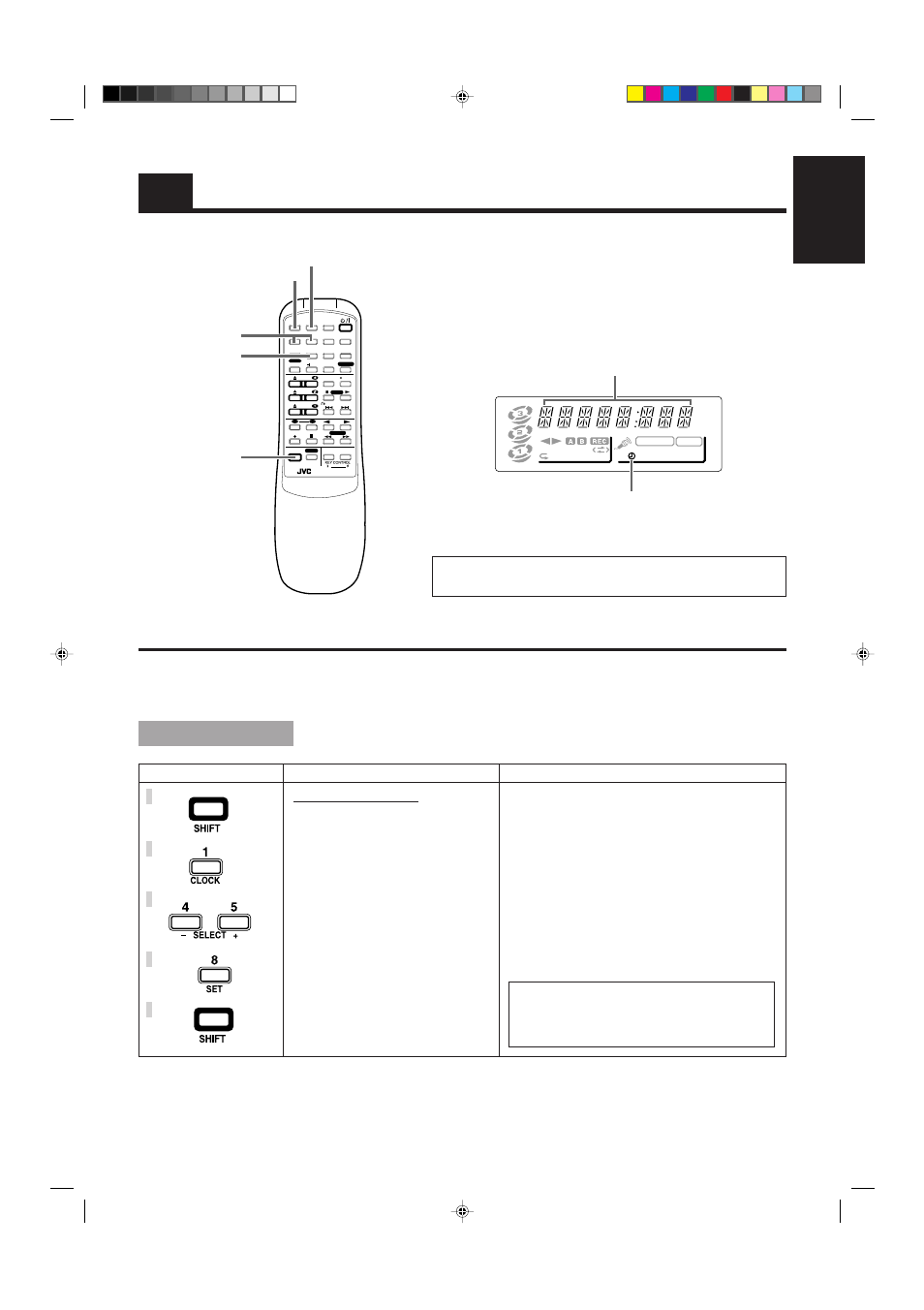 Using the timer, Setting the clock, 33 english | Unit (front panel) display, Remote control steps explanation/remarks | JVC MX-V508T User Manual | Page 37 / 48