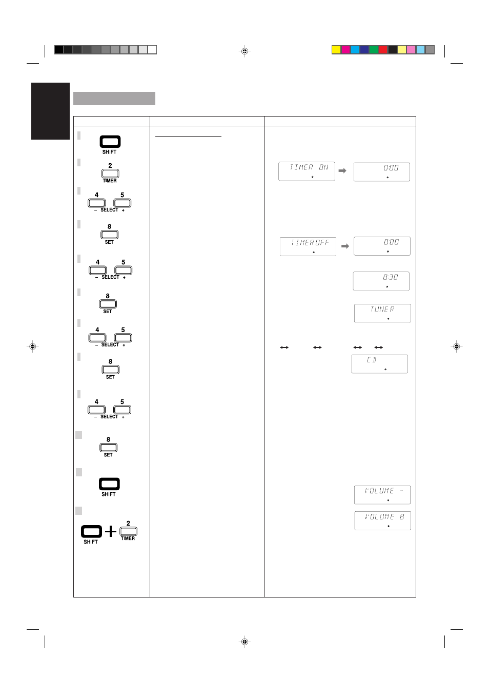 Setting the timer, 34 english | JVC MX-V508T User Manual | Page 38 / 48