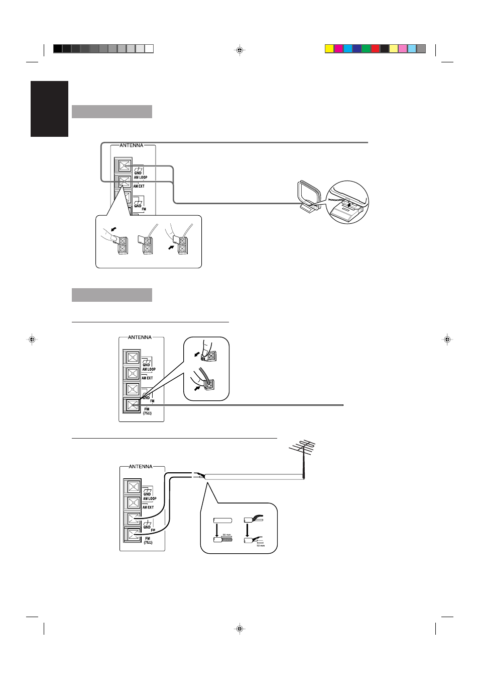 Connecting the am antenna, Connecting the fm antenna | JVC MX-V508T User Manual | Page 8 / 48