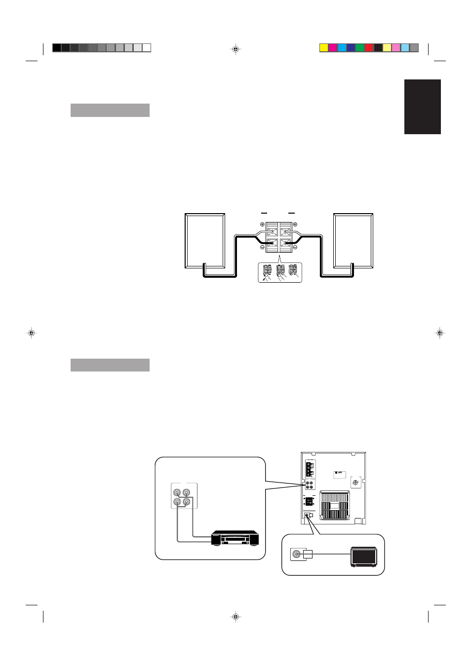 Connecting the speakers, Connecting auxiliary equipment, 5english | JVC MX-V508T User Manual | Page 9 / 48