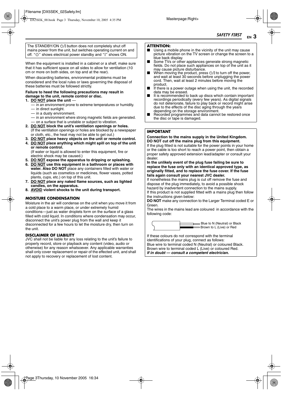 JVC DR-DX5SEK User Manual | Page 3 / 92