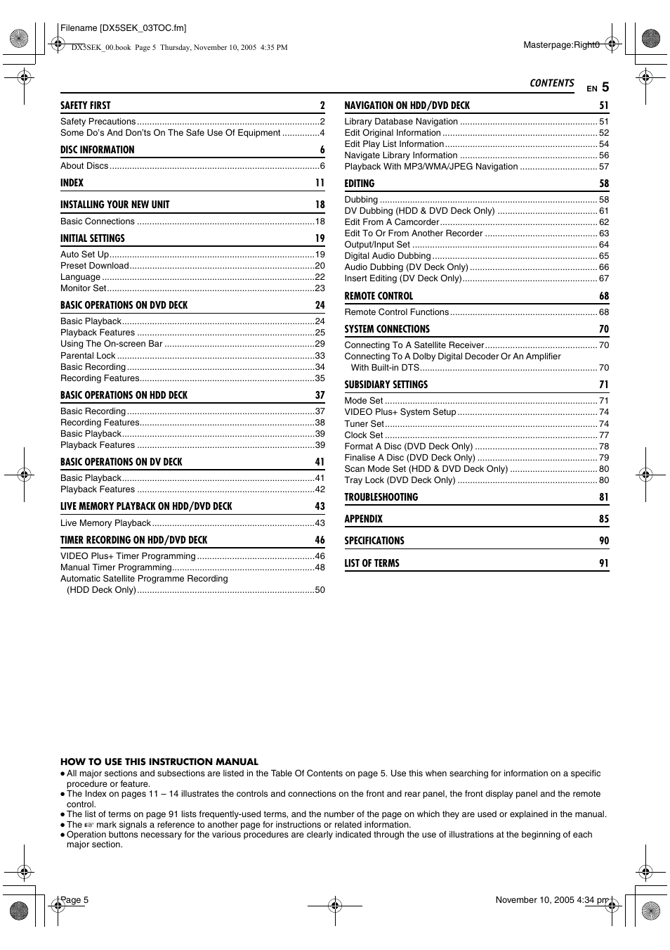 JVC DR-DX5SEK User Manual | Page 5 / 92