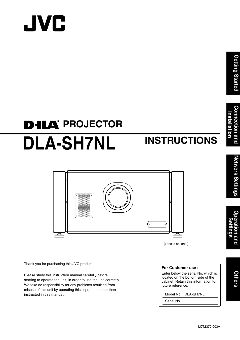 JVC DLA-SH7NL User Manual | 64 pages