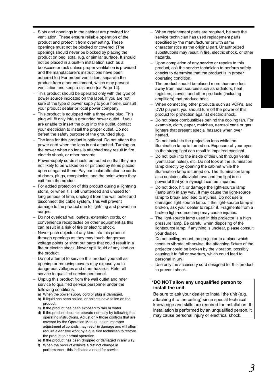JVC DLA-SH7NL User Manual | Page 3 / 64