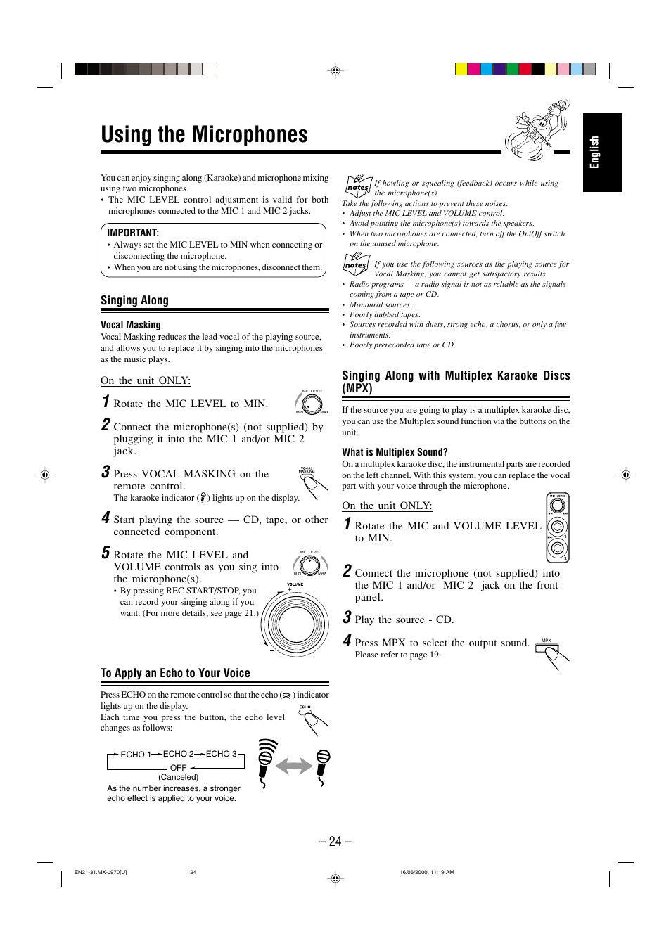 Using the microphones | JVC CA-MXJ980V User Manual | Page 29 / 37