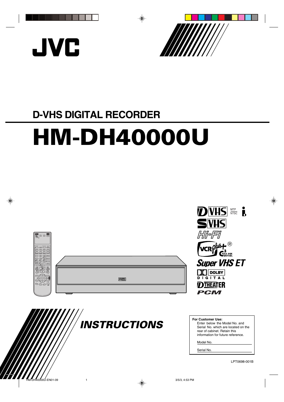 JVC HM-DH40000U User Manual | 92 pages