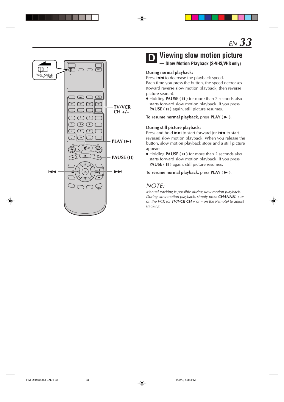 Viewing slow motion picture | JVC HM-DH40000U User Manual | Page 33 / 92