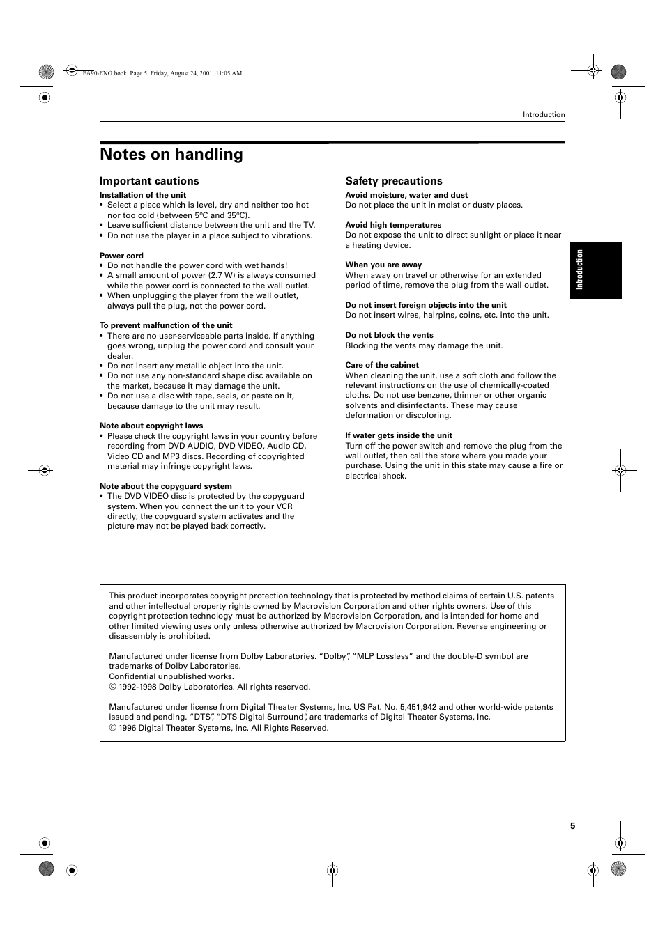 Important cautions, Safety precautions | JVC XV-FA92SL User Manual | Page 7 / 74