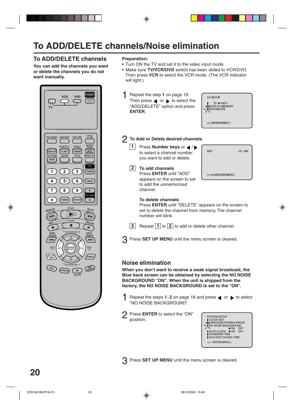 Noise elimination | JVC HR-XVC15U User Manual | Page 20 / 64
