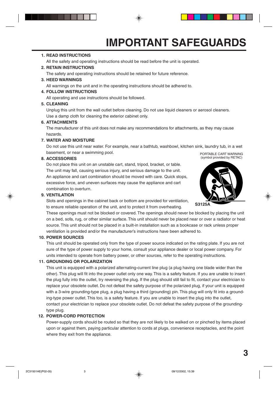 Important safeguards | JVC HR-XVC15U User Manual | Page 3 / 64