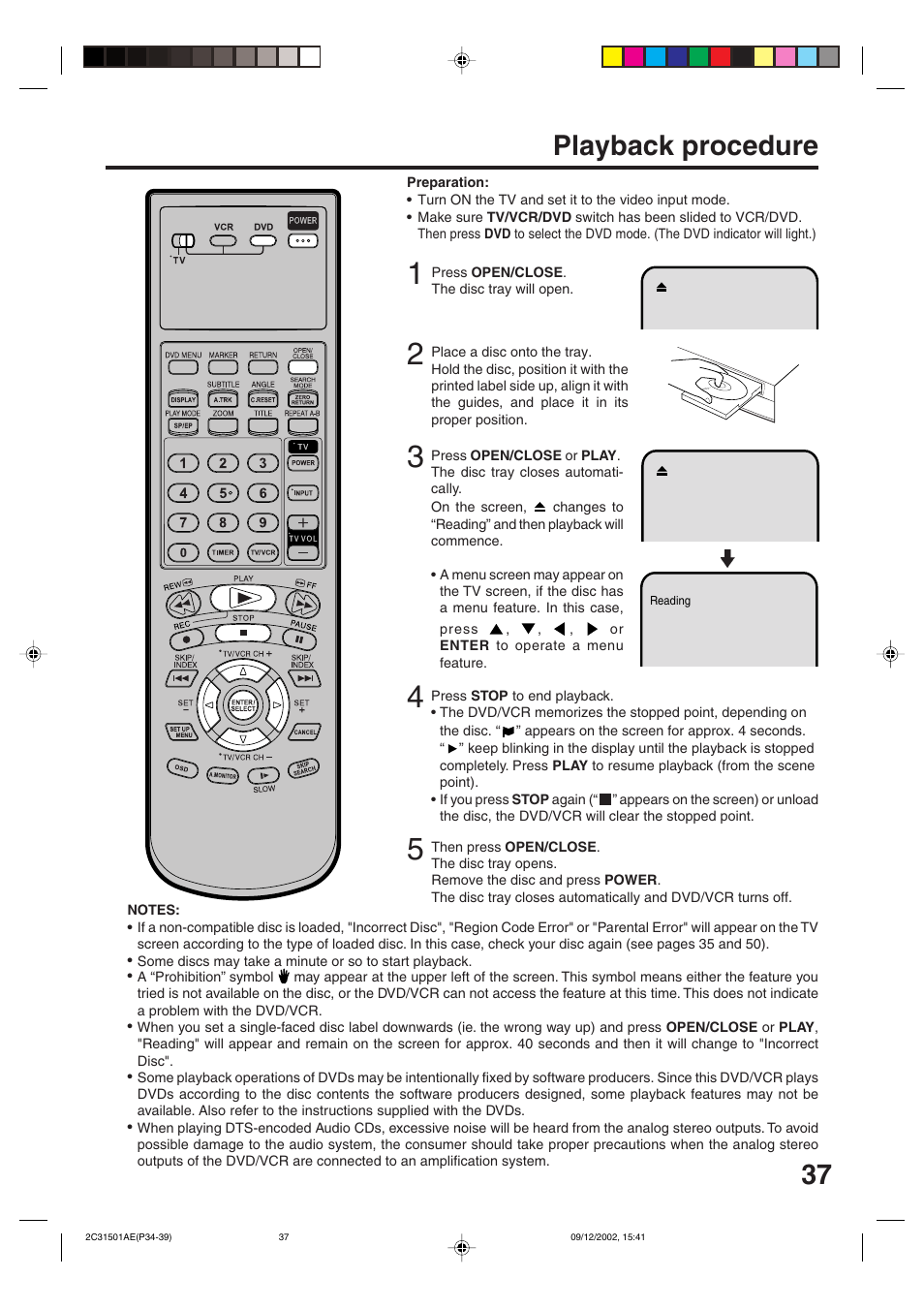 Playback procedure | JVC HR-XVC15U User Manual | Page 37 / 64