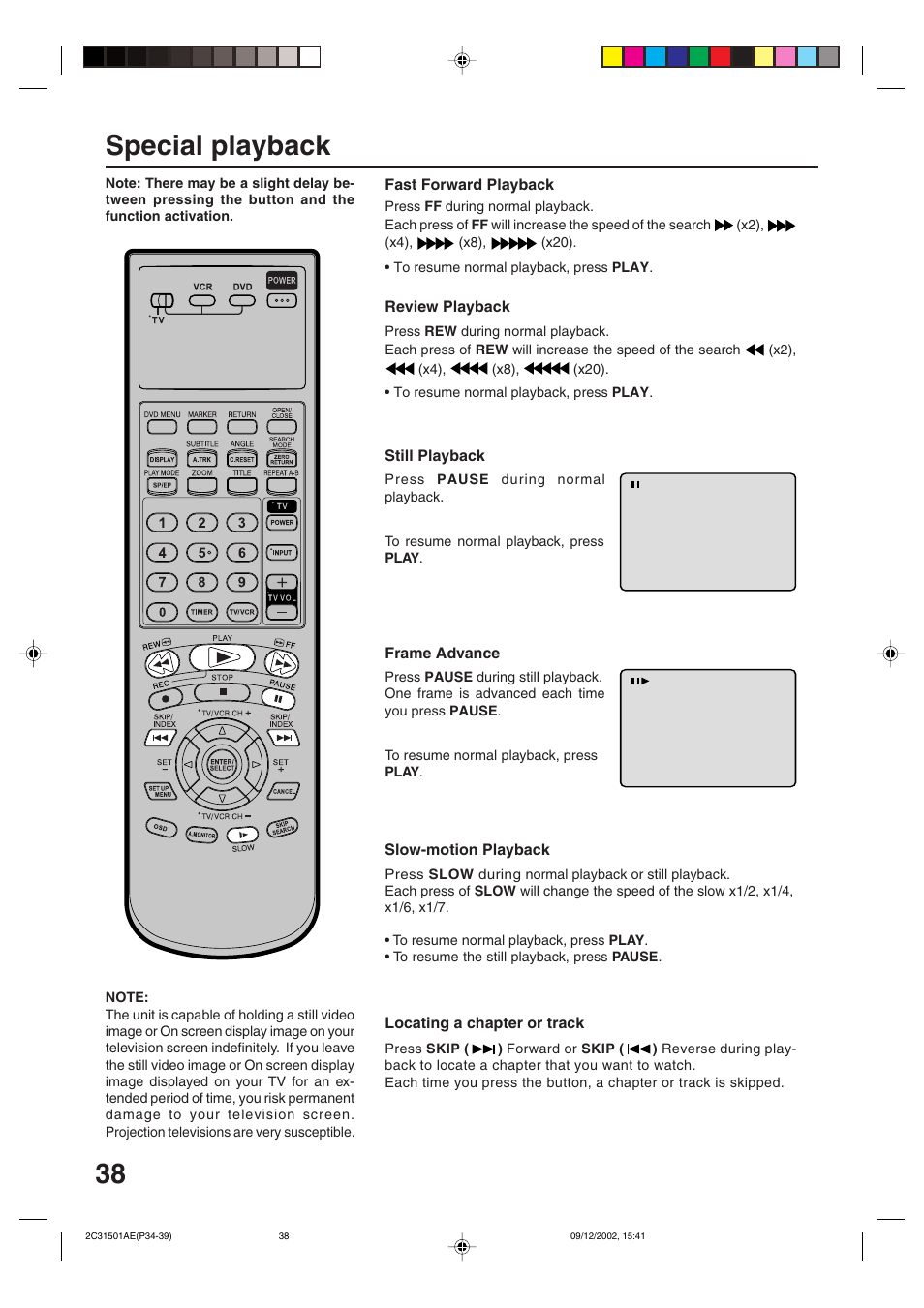 38 special playback | JVC HR-XVC15U User Manual | Page 38 / 64