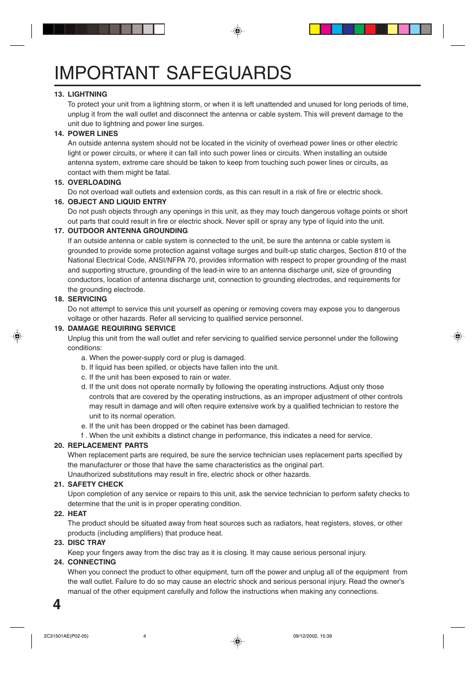 Important safeguards | JVC HR-XVC15U User Manual | Page 4 / 64