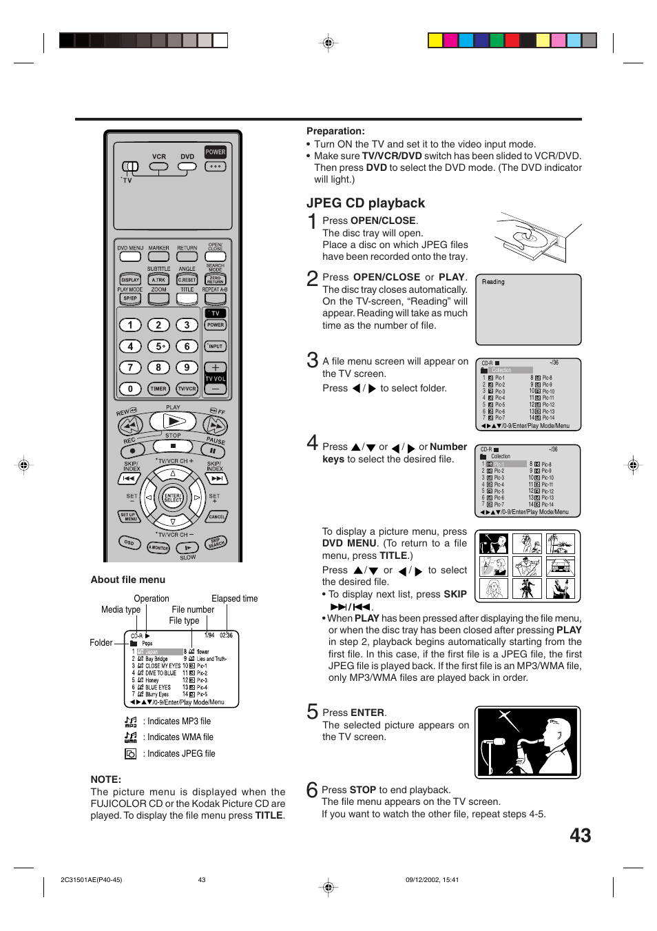 Jpeg cd playback | JVC HR-XVC15U User Manual | Page 43 / 64