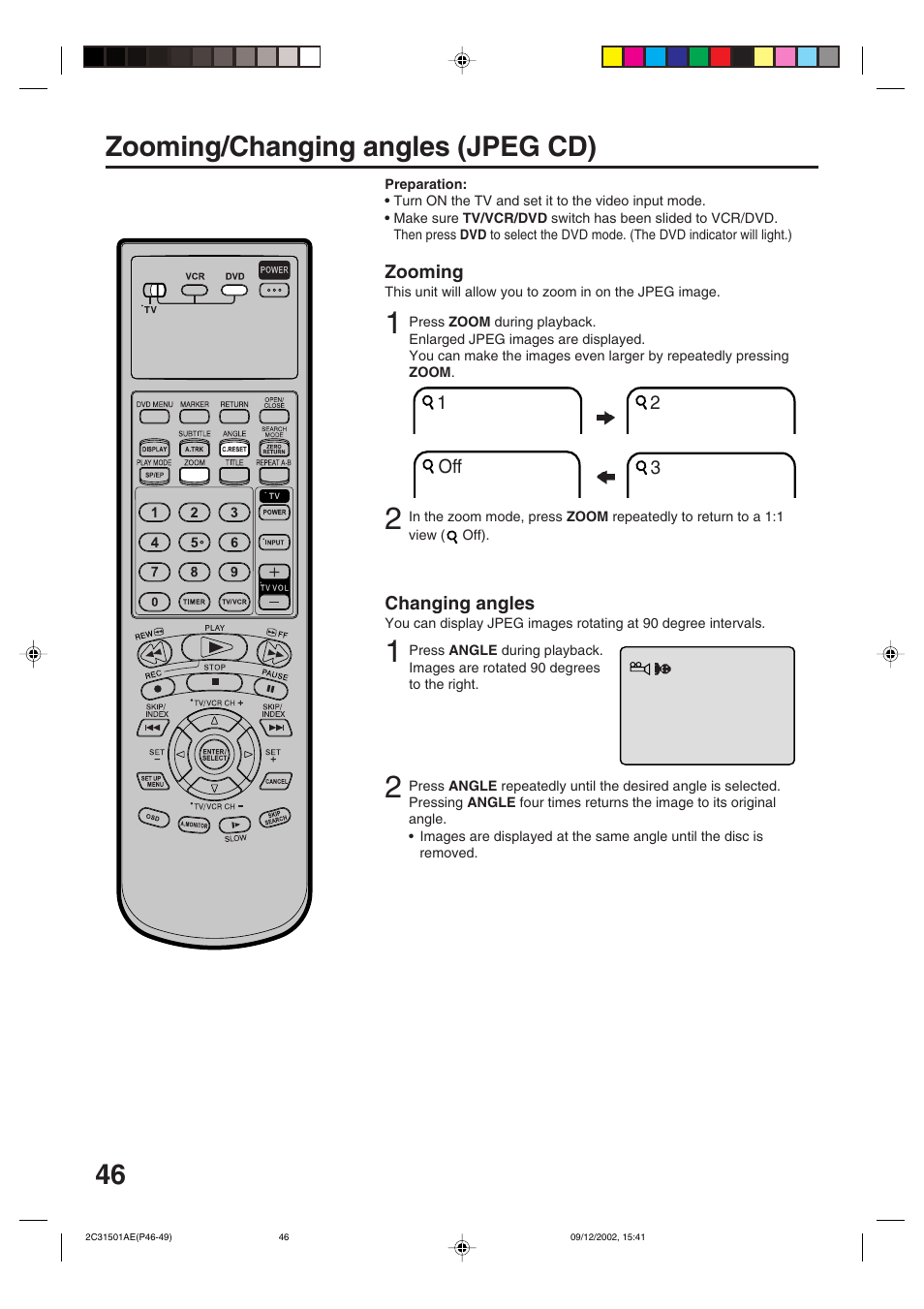 Zooming/changing angles (jpeg cd) | JVC HR-XVC15U User Manual | Page 46 / 64
