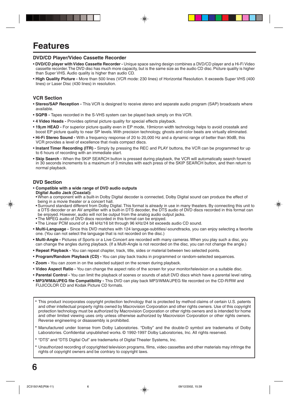 6features | JVC HR-XVC15U User Manual | Page 6 / 64
