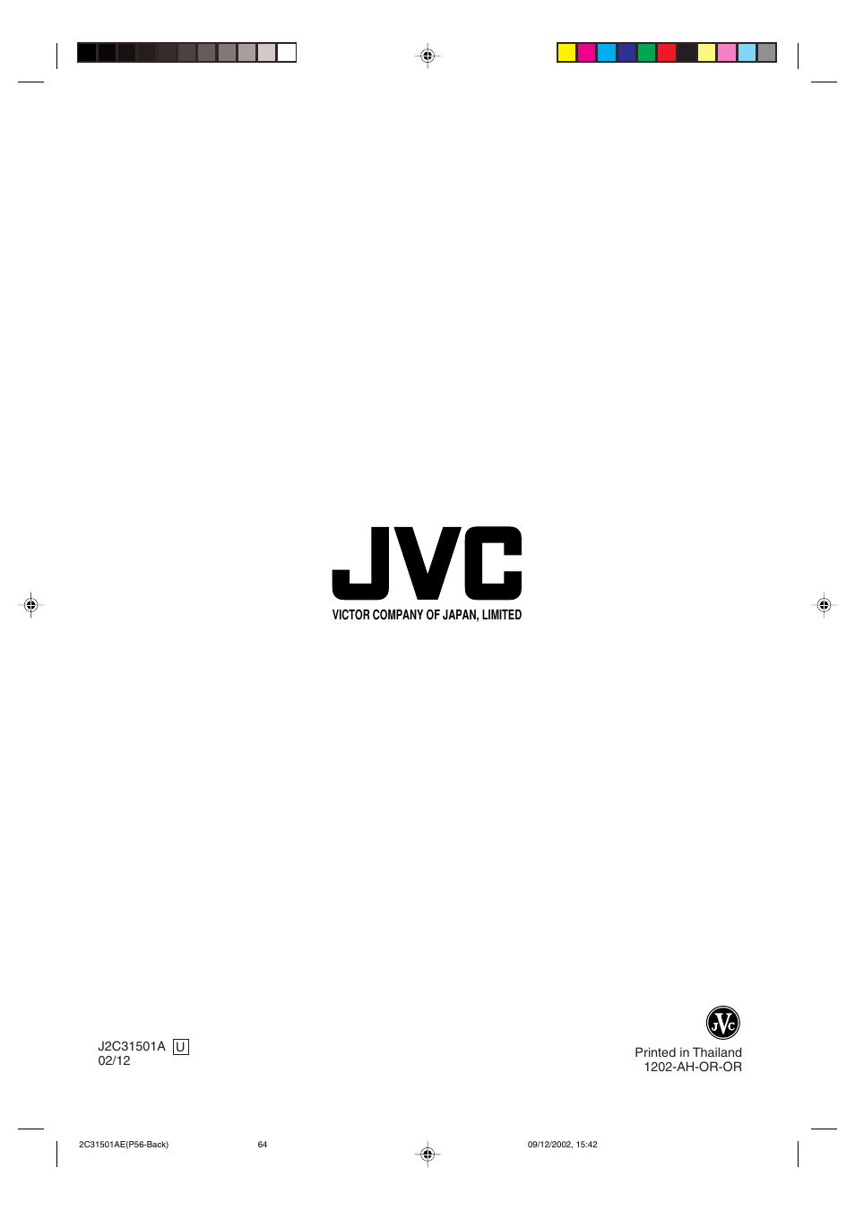 JVC HR-XVC15U User Manual | Page 64 / 64