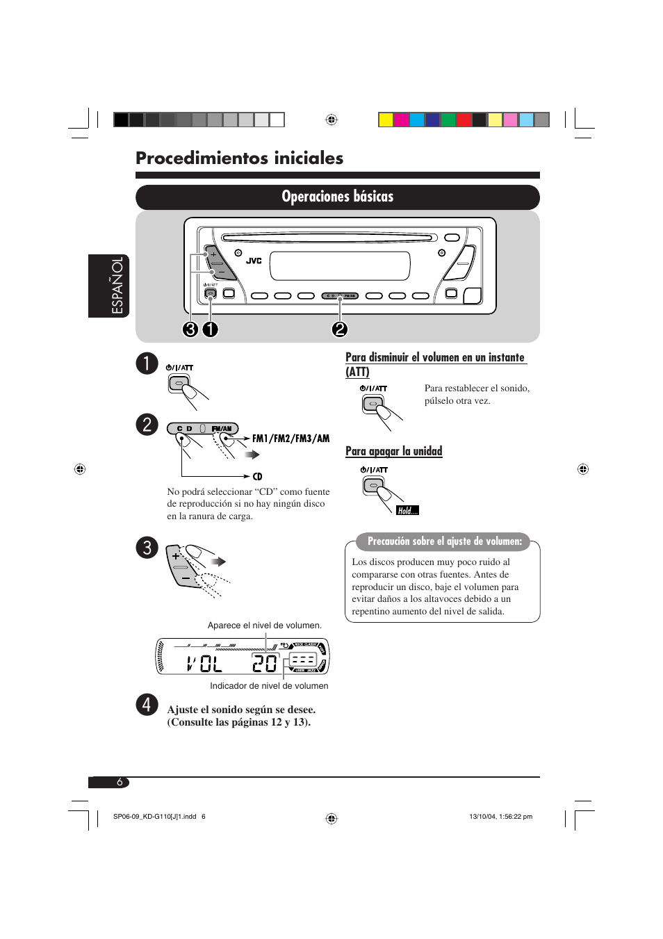 Procedimientos iniciales, Operaciones básicas | JVC 1004DTSMDTJEIN User Manual | Page 24 / 56