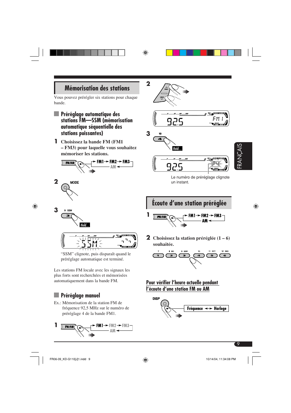 Mémorisation des stations, Écoute d’une station préréglée | JVC 1004DTSMDTJEIN User Manual | Page 45 / 56