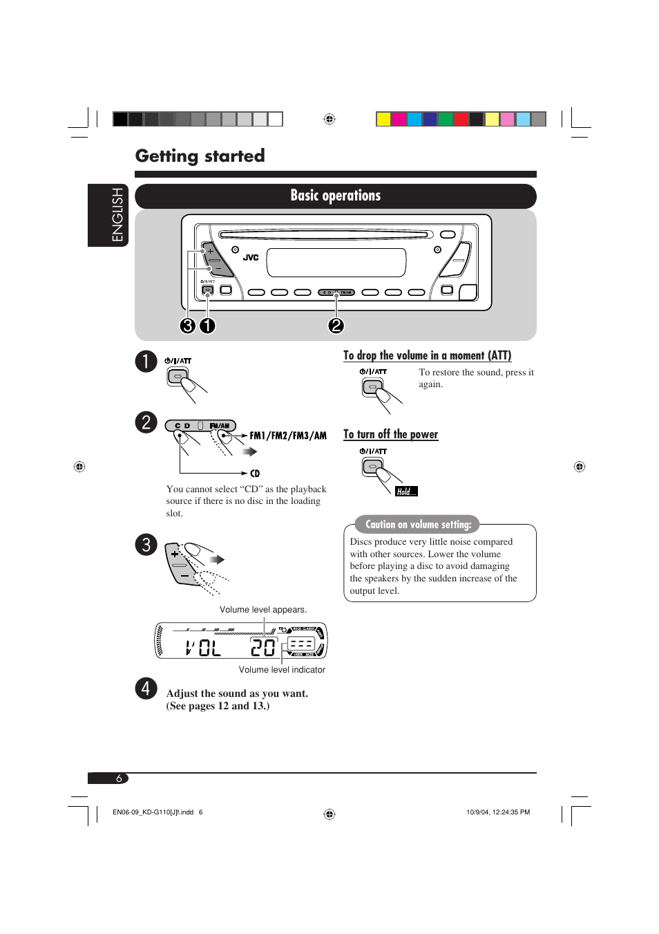 Getting started, Basic operations | JVC 1004DTSMDTJEIN User Manual | Page 6 / 56