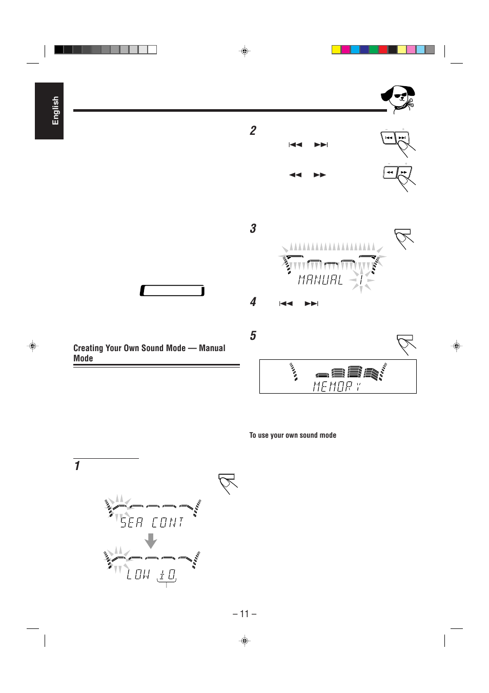 Creating your own sound mode — manual mode | JVC CA-MXJ530R User Manual | Page 12 / 28