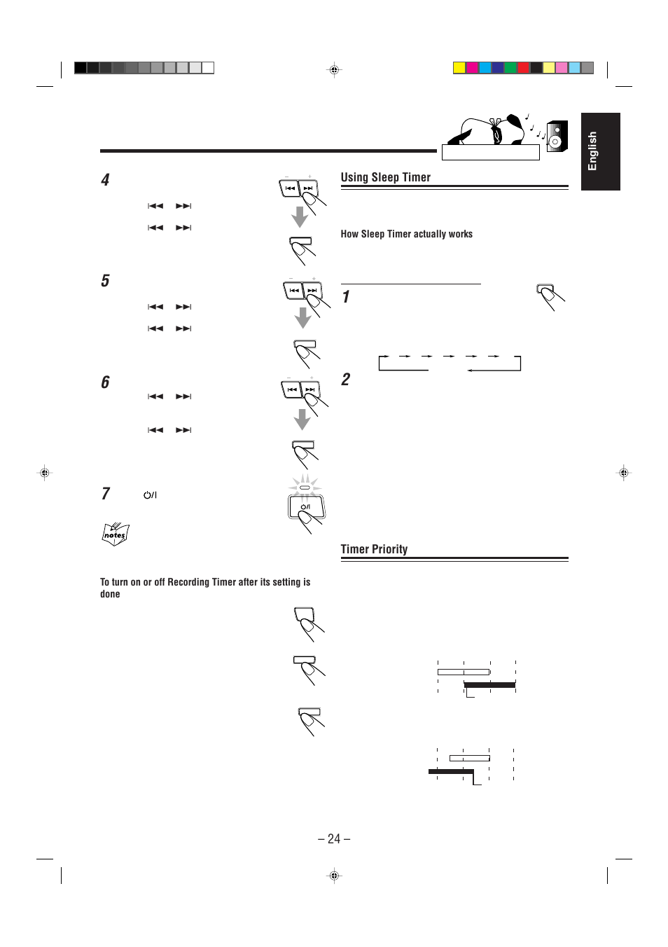 Using sleep timer, Timer priority | JVC CA-MXJ530R User Manual | Page 25 / 28