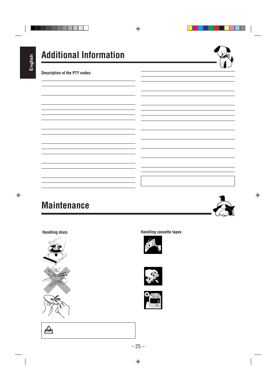 Maintenance, Additional information | JVC CA-MXJ530R User Manual | Page 26 / 28