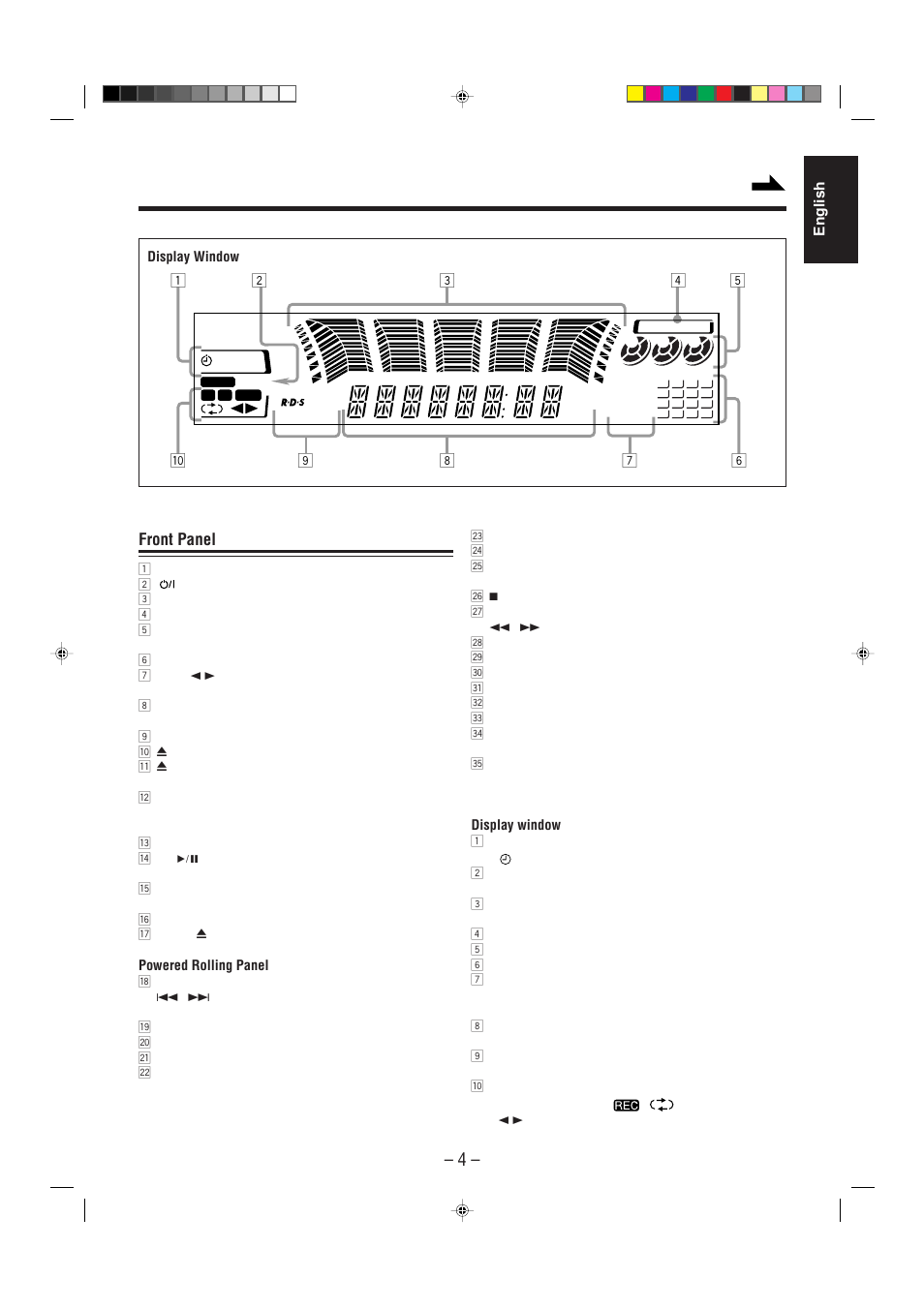 Front panel | JVC CA-MXJ530R User Manual | Page 5 / 28